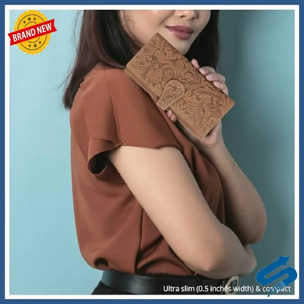 Genuine Leather RFID Blocking Trifold Wallet with ID Window - Picture 7 of 8